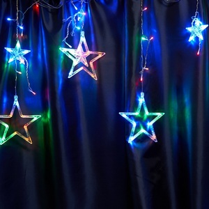 Изображение товара Гирлянда светодиодная статичная Feron CL29 48615 бахрома Звезды 3м + 3м 220V мультиколор, статичная, c питанием от сети, прозрачный шнур