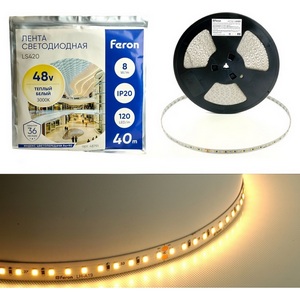 Изображение товара Лента светодиодная стабилизированная Feron LS420 48791 120SMD(2835)/м 8Вт/м 48V 3000К, IP20