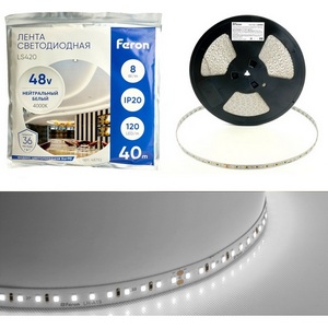 Изображение товара Лента светодиодная стабилизированная Feron LS420 48792 120SMD(2835)/м 8Вт/м 48V 4000К, IP20