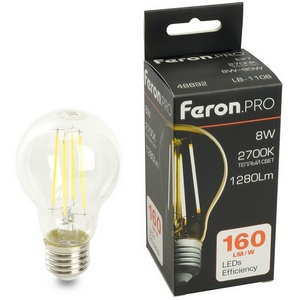Изображение товара Лампа светодиодная филамент A60 шар 8W 175-265V E27 2700К Feron LB-1108 48892