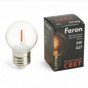 Изображение товара Лампа светодиодная G45 шар 2W 230V E27 красный Feron LB-383 48933