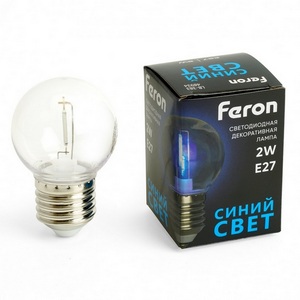 Изображение товара Лампа светодиодная G45 шар 2W 230V E27 синий Feron LB-383 48934