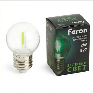 Изображение товара Лампа светодиодная G45 шар 2W 230V E27 зеленый Feron LB-383 48935