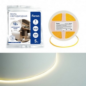 Изображение товара Светодиодная COB лента 400SMD(2110) 7Вт/м 4000K Feron LS630 48948