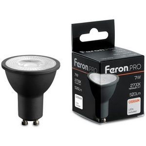 Изображение товара Лампа светодиодная Feron LB-1607 48954 GU10 7W 175-265V 2700K в черном корпусе