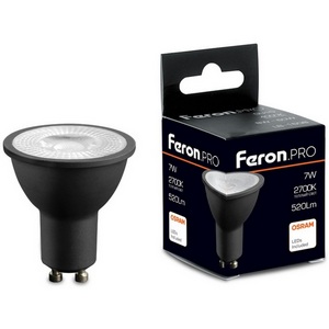Изображение товара Лампа светодиодная Feron LB-1607 48956 GU10 7W 175-265V 2700K в черном корпусе