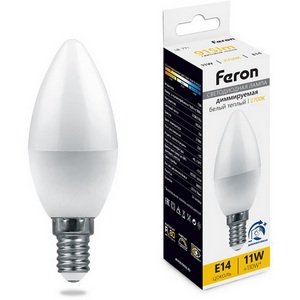 Изображение товара Лампа светодиодная C37 свеча диммируемая 11W 230V E14 2700К Feron LB-771 51055