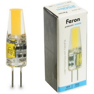 Изображение товара Лампа светодиодная JC капсульная 3W 12V G4 6400К Feron LB-424 51172