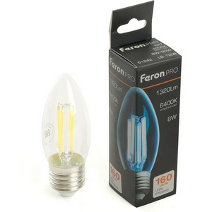 Изображение товара Лампа светодиодная филамент C35 свеча 8W 175-265V E27 6400К Feron LB-1208 51243