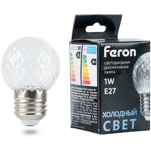 Изображение товара Лампа светодиодная Feron LB-385 52176 шарик 6400K прозрачный E27 1W 230V