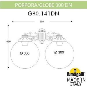 Изображение товара Настенный фонарь уличный IP55 Fumagalli GLOBE 300 G30.141.000.VZF1RDN в форме шара