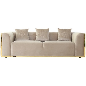 Изображение товара 102AN-DIV-9173-BEG Диван Bern трехместный, велюр бежевый 233*96*69см Garda Decor