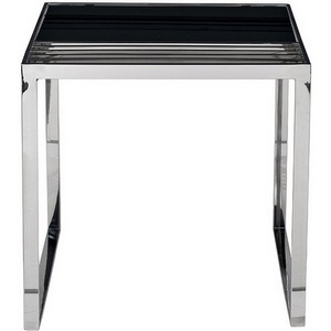 Изображение товара Стол журнальный черн.стекло/серебро 55*55*55 см Garda Decor 13RX-50330 (квадратная столешница, I I-образная опора)