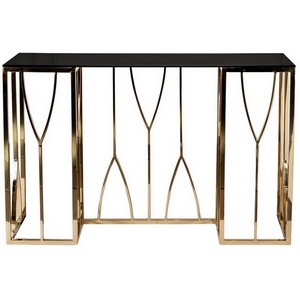 Изображение товара Консольный стол Garda Decor 13RXC3102-GOLD (Золото/Черный) (прямоугольная столешница, П-образная опора)