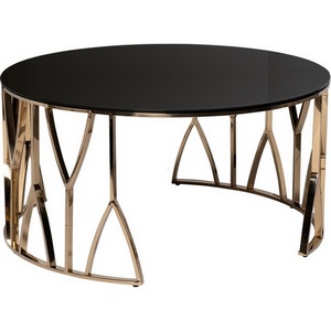 Изображение товара Стол журнальный стекло черн./золото d90*45см Garda Decor 13RXCT3104-GOLD (круглая столешница, О-образная опора)