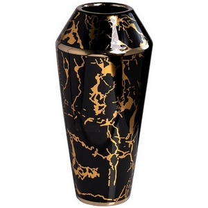 Изображение товара Ваза керамическая черная с золотым декором d14,5х30 см Garda Decor 18H3296-BL