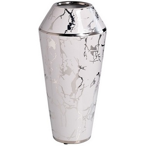 Изображение товара Ваза керамическая белая с серым декором d14,5х30 см Garda Decor 18H3296-WH