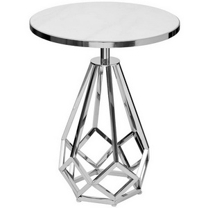 Изображение товара Стол журнальный с мраморной столешницей d50*62см, цвет опоры серебро Garda Decor 2KF111037-S