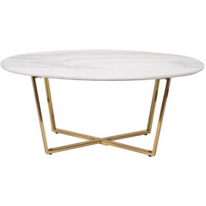 Изображение товара Журнальный стол Garda Decor 30B-855-1 (Золото/Светло-серый) (овальная столешница, X-образная опора)