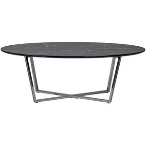 Изображение товара Стол журнальный овальный черный/хром 120*65*41см Garda Decor 30B-85511 (овальная столешница, X-образная опора)