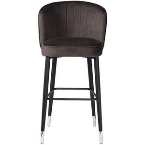 Изображение товара Cтул барный велюр серо-коричневый 54*54*106см с ч/б спинкой Garda Decor арт.30C-309W SER