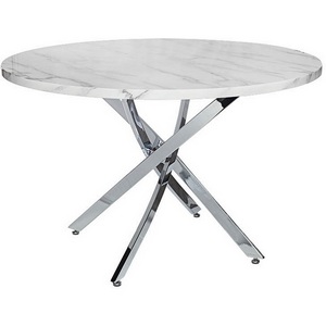 Изображение товара Кухонный стол Garda Decor 30F-STOL/OB-9571 (Хром/Белый) (круглая столешница, 4 ножки)