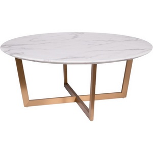 Изображение товара Стол журнальный Pearl White d100*40, 6см Garda Decor 33FS-CT2029-BBS (круглая столешница, X-образная опора)