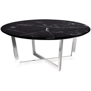 Изображение товара Журнальный стол Garda Decor 33FS-CT2029-BS (Хром/Черный мрамор) (круглая столешница, X-образная опора)