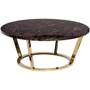 Изображение товара Стол журнальный Dark Emperador d100*40, 6см Garda Decor 33FS-CT20C05-PG (круглая столешница, О-образная опора)