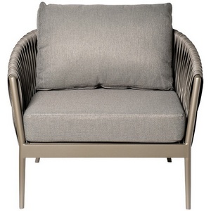 Изображение товара Кресло "Муза" серое 81,5*88,5*75см, оплетка"лента" Garda Decor арт.39AR-KRES-3691 SER