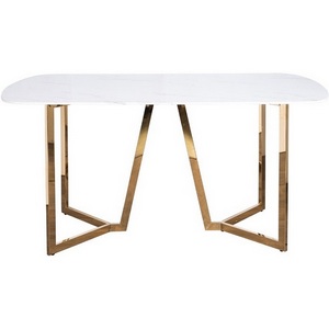 Изображение товара Стол обеденный белый/золото 160*90*75см Garda Decor 47ED-20501 (прямоугольная столешница)