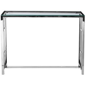 Изображение товара Консольный стол Garda Decor 47ED-CST072 (Серебро/Серебро, Прозрачный) (прямоугольная столешница, П-образная опора)
