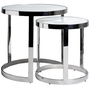 Изображение товара Журнальный стол Garda Decor 47ED-ET081S (Серебро/Прозрачный) (круглая столешница, О-образная опора)