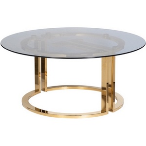 Изображение товара Журнальный стол Garda Decor 47ED-GDCT002 (Золото/Прозрачный, Дымчатый) (круглая столешница, О-образная опора)