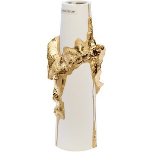 Изображение товара Ваза керамическая белая с золотым декором 13х9х30 см Garda Decor 55RD5203L