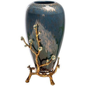 Изображение товара Ваза синяя с золотыми веточками d15х32 см Garda Decor 55RV5476S