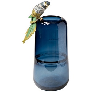 Изображение товара Ваза стеклянная голубая с попугаем 16х15х38 см Garda Decor 55RV6111L