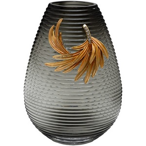 Изображение товара Ваза стеклянная серая с золотой веточкой 21х12х31 см Garda Decor 55RV6590L