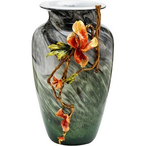 Изображение товара Ваза стеклянная зеленая с цветком 28х22х41 см Garda Decor 55RV6816L