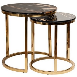 Изображение товара Журнальный стол Garda Decor 57EL-ET101B-BL (Золото/Черный) (круглая столешница, О-образная опора)