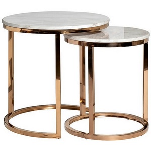 Изображение товара Журнальный стол Garda Decor 57EL-ET101B (Золото/Светло-серый) (круглая столешница, О-образная опора)