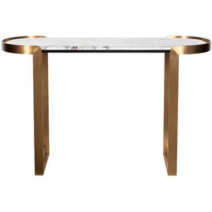 Изображение товара Консольный стол Garda Decor 58DB-CST20051 (Золото/Белый мрамор) (овальная столешница, I I-образная опора)
