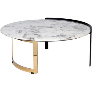 Изображение товара Журнальный стол Garda Decor 58DB-CT20016 (Золото/Белый мрамор) (круглая столешница, О-образная опора)