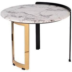 Изображение товара Журнальный стол Garda Decor 58DB-ET20016 (Золото/Белый мрамор) (круглая столешница, 3 ножки)