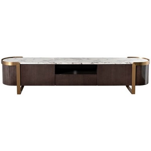 Изображение товара Тумба под телевизор Garda Decor 58DB-TV20047 (Золото/Темное дерево,Белый мрамор)