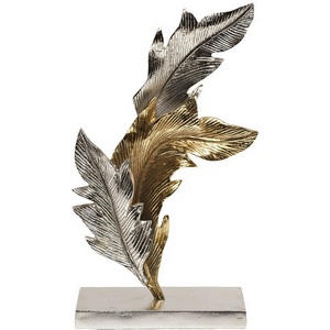 Изображение товара Декор "Листья" металлический золото/хром 27х10х48 см Garda Decor 71PN-1836