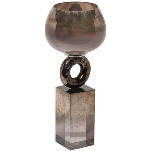 Изображение товара Подсвечник стеклянный дымчатый d14х36 см Garda Decor 71PN-3115