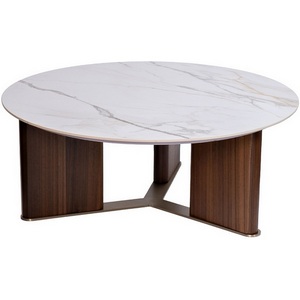 Изображение товара Стол журнальный иск.камень белый d90*35.5см Garda Decor 76AR-501C-STOL/ZH (круглая столешница)