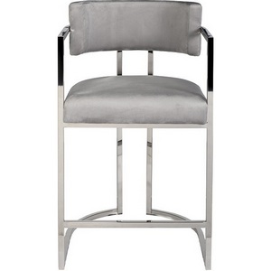 Изображение товара Стул полубарный велюр серый/хром 52*55*91см Garda Decor арт.76AR-60337