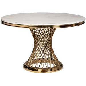 Изображение товара Кухонный стол Garda Decor 76AR-80551 (Золото/Белый) (круглая столешница, О-образная опора)